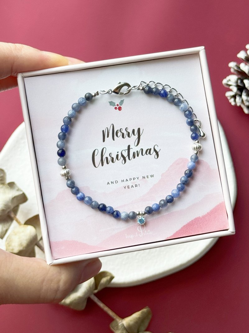 聖誕禮物 | 藍紋石手鏈 × 藍色鋯石 | 手作療癒能量 冬日藍調 - 手鍊/手環 - 玉石 藍色