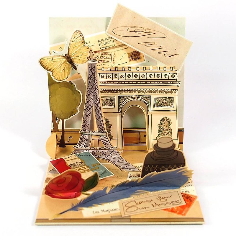 Stereo Card-Paris Tower【Up With Paper-Multi-purpose Stereo Card】 - Cards & Postcards - Paper Multicolor