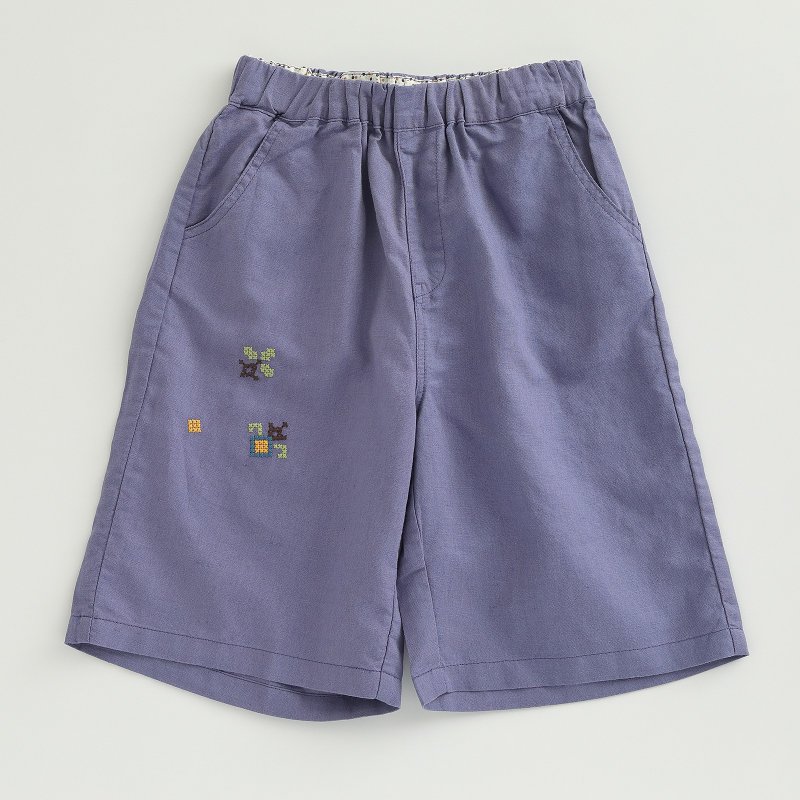 BIR embroidered linen shorts - กางเกง - ผ้าฝ้าย/ผ้าลินิน 