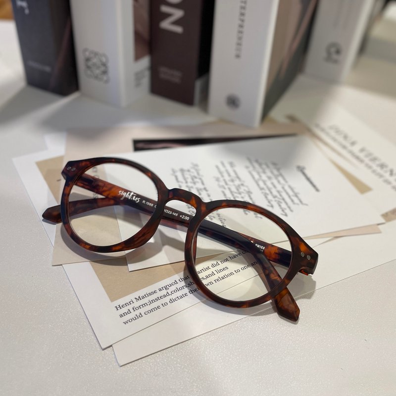 Sightus Blue Light Blocking Reading Glasses/Asian Classic Boston Frame (Peach)/Tea Turtle - กรอบแว่นตา - พลาสติก สีนำ้ตาล