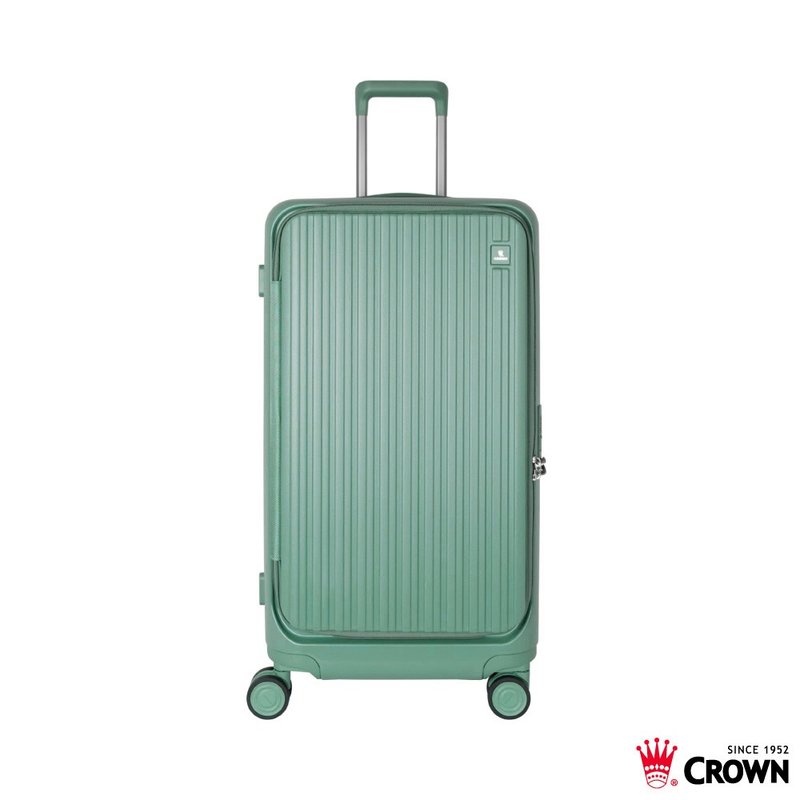 【CROWN】28吋 BOXY 前開框架胖胖拉桿箱 託運箱  大地綠 - 行李箱/旅行袋 - 塑膠 綠色