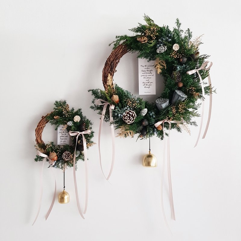 Xmas|Eternal Cedar|S Jingle Bells Christmas Wreath Exchange Gift Home Decoration - Dried Flowers & Bouquets - Plants & Flowers Green