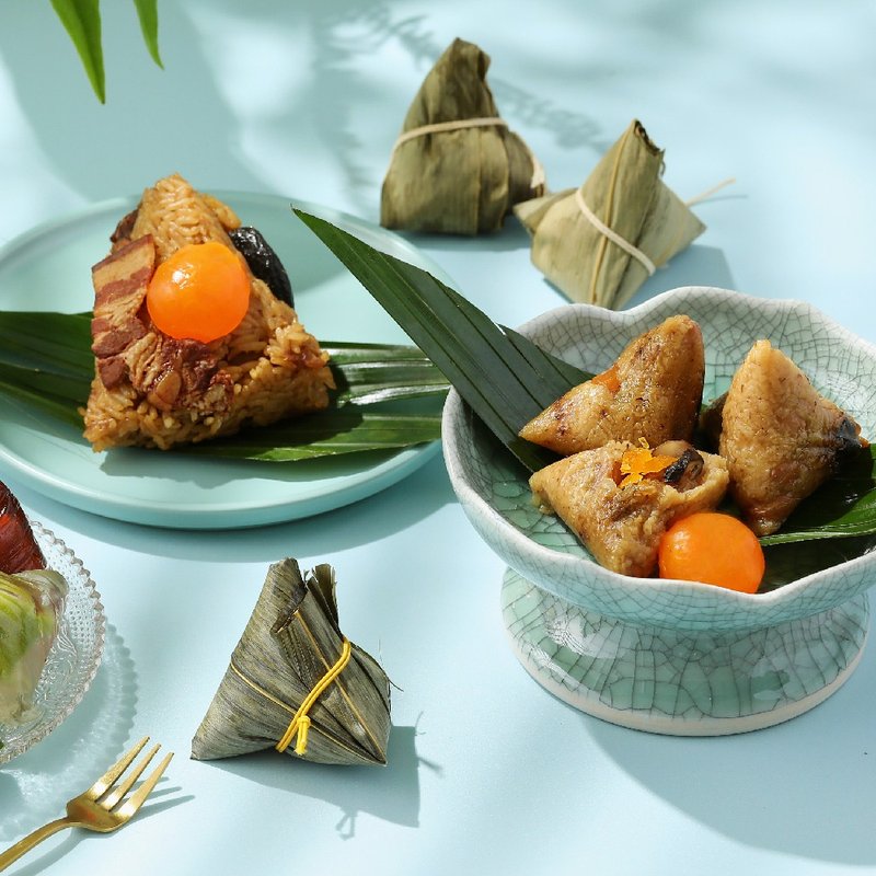 【金格端午】北部蛋黃鮮肉粽5入/南部香涎小巧粽10入(送保冰袋) - 蛋糕/甜點 - 其他材質 綠色