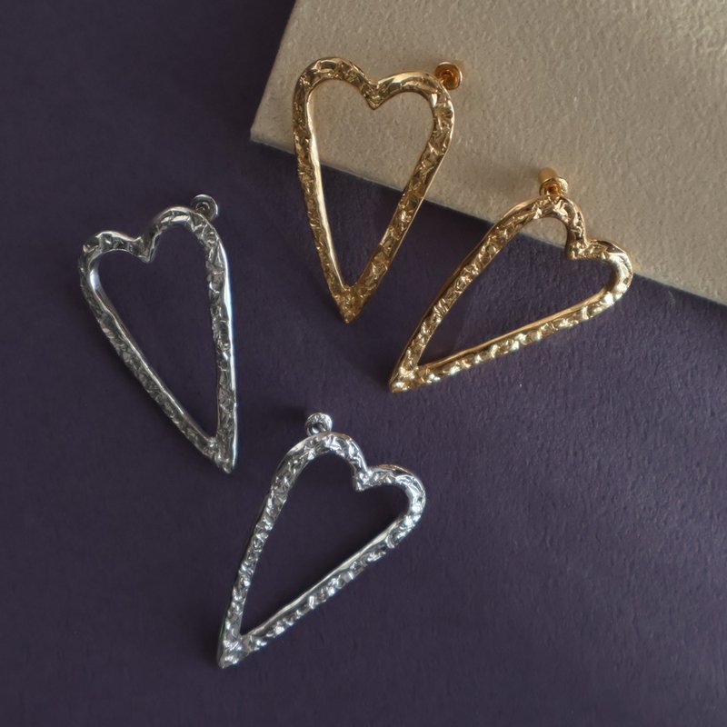 Heart Stud Earrings  gold/silver - Earrings & Clip-ons - Sterling Silver 