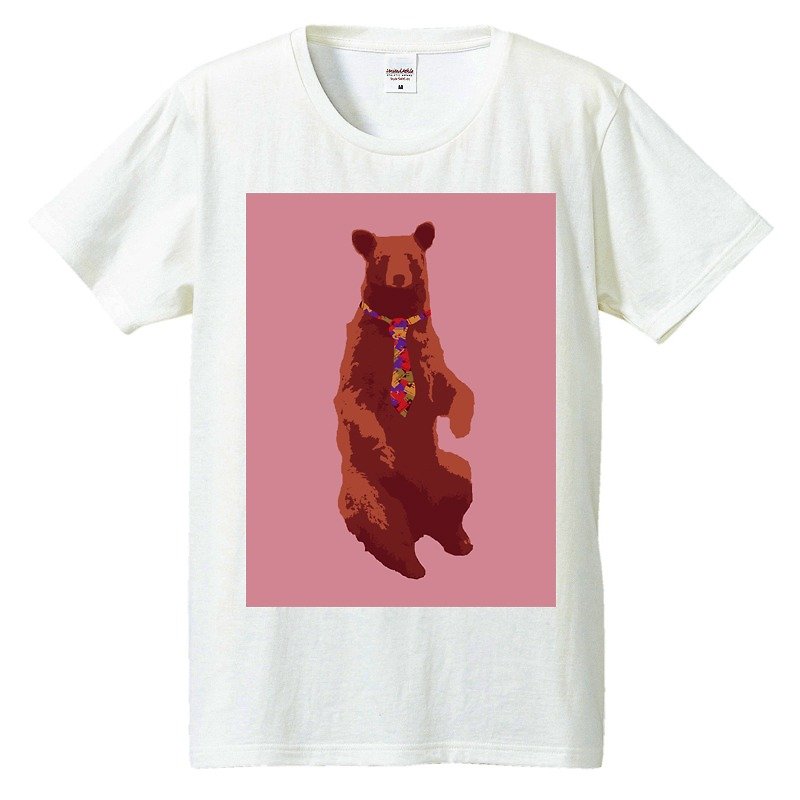 Tシャツ / Bear and tie 2 - Tシャツ メンズ - コットン・麻 ホワイト