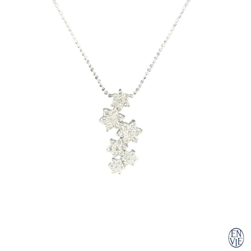 18K白金 天然鑽石墜鍊 18K Diamond Necklace - 項鍊 - 貴金屬 