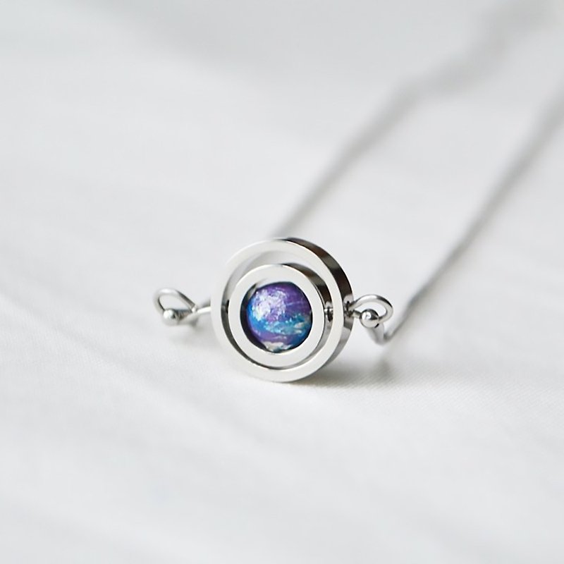 Purple double turn necklace -- silver - Necklaces - Stainless Steel Silver