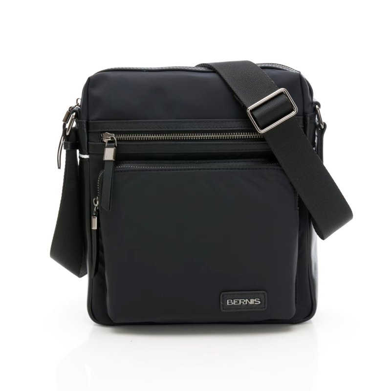 Ultra-fine nylon | Diagonal multi-functional straight bag - matte black | BERNIS - กระเป๋าแมสเซนเจอร์ - ไนลอน สีดำ