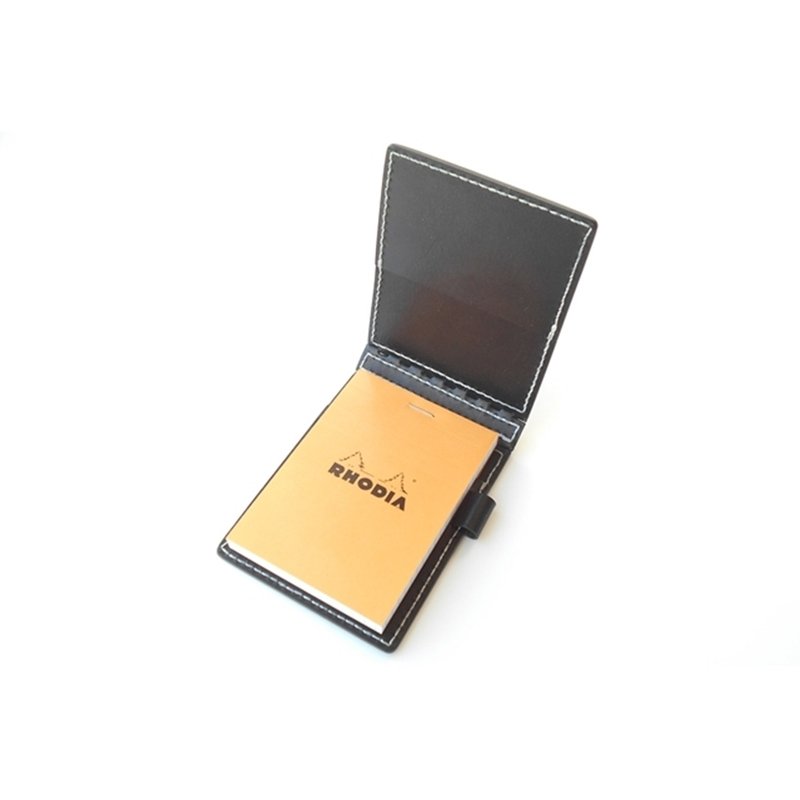 Leather hinge RHODIA No11 cover Black - สมุดบันทึก/สมุดปฏิทิน - หนังแท้ สีดำ