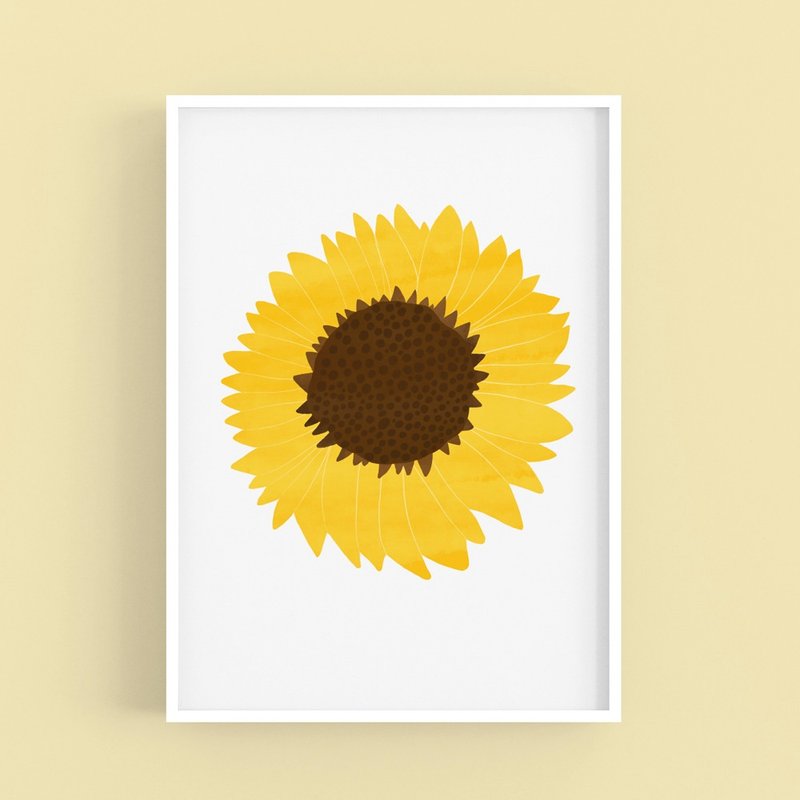 Art print/ Simple Sunflower / Illustration poster A3,A2 - โปสเตอร์ - กระดาษ สีเหลือง