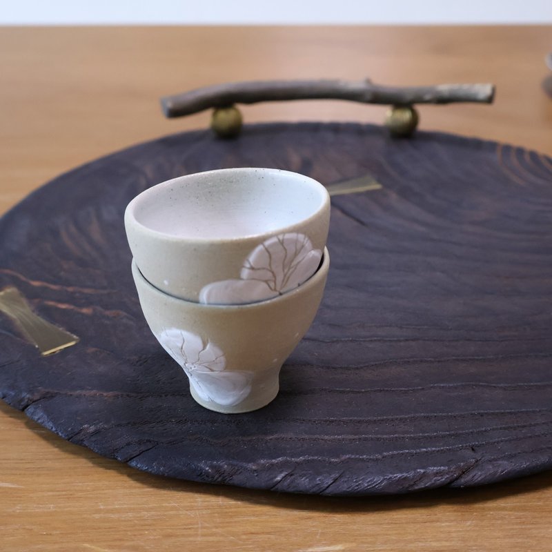 鳳仙花 手工陶茶杯 - 茶壺/茶杯/茶具 - 陶 卡其色