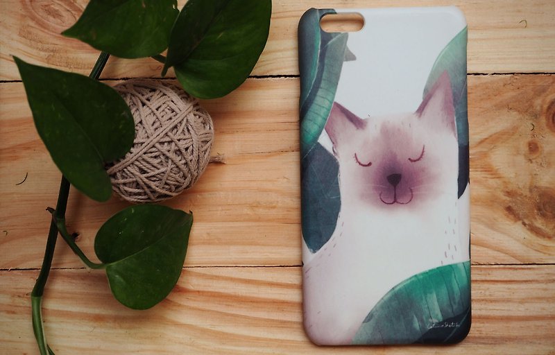 猫の葉で高品質のiPhoneケースプリント - タブレット・PCケース - プラスチック カーキ