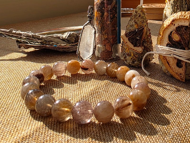 オールドマインラビットヘアールチルクォーツ - ブレスレット - クリスタル ブラウン