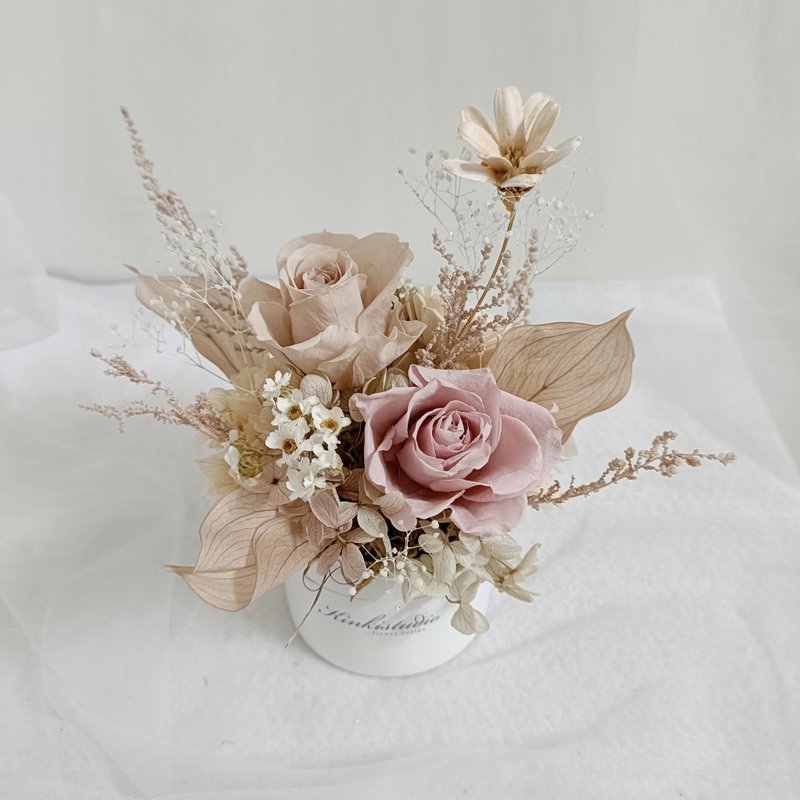 復古奶茶裸永生盆花結婚捧花永生乾燥花畢業謝師禮物生日畢業禮物 - 乾燥花/永生花 - 植物．花 多色