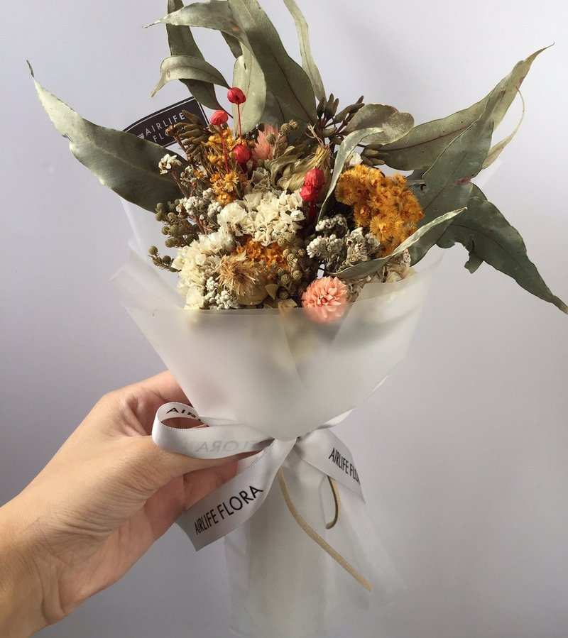 「朋友們，我想念你們了」| AIRLIFE FLORA 中束乾燥花束 - 盆栽/植栽 - 植物．花 黃色