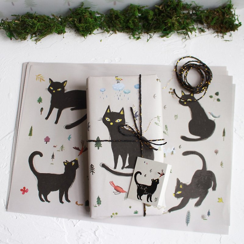 Black Cat _ Wrapping Paper Kit - Gift Wrapping & Boxes - Copper & Brass Gold