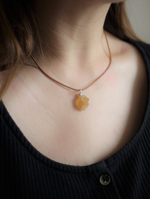 Natural crystal necklace, Raw crystal necklace