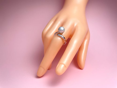 Athena珍珠設計 天然海水珍珠 真多麻 厚銀 戒指