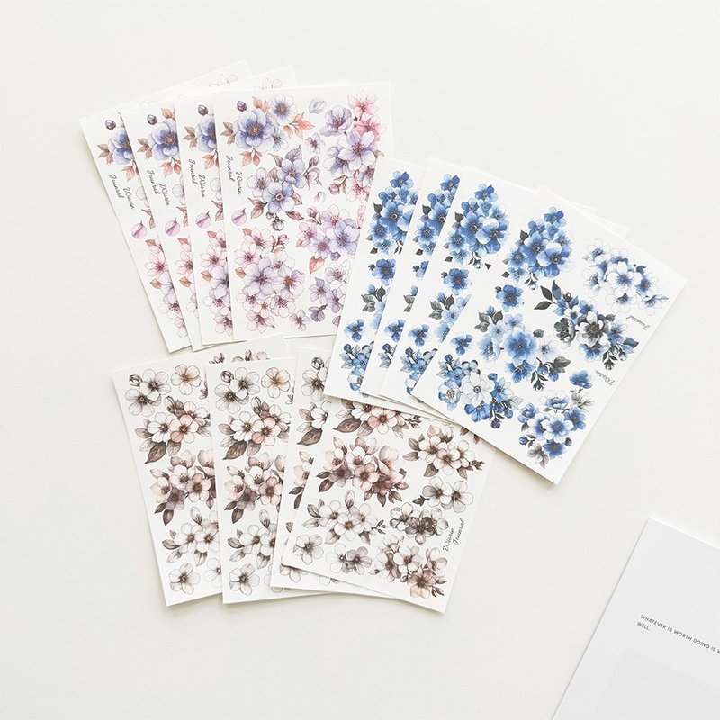 Watercolor flower paper stickers - 貼紙 - 紙 