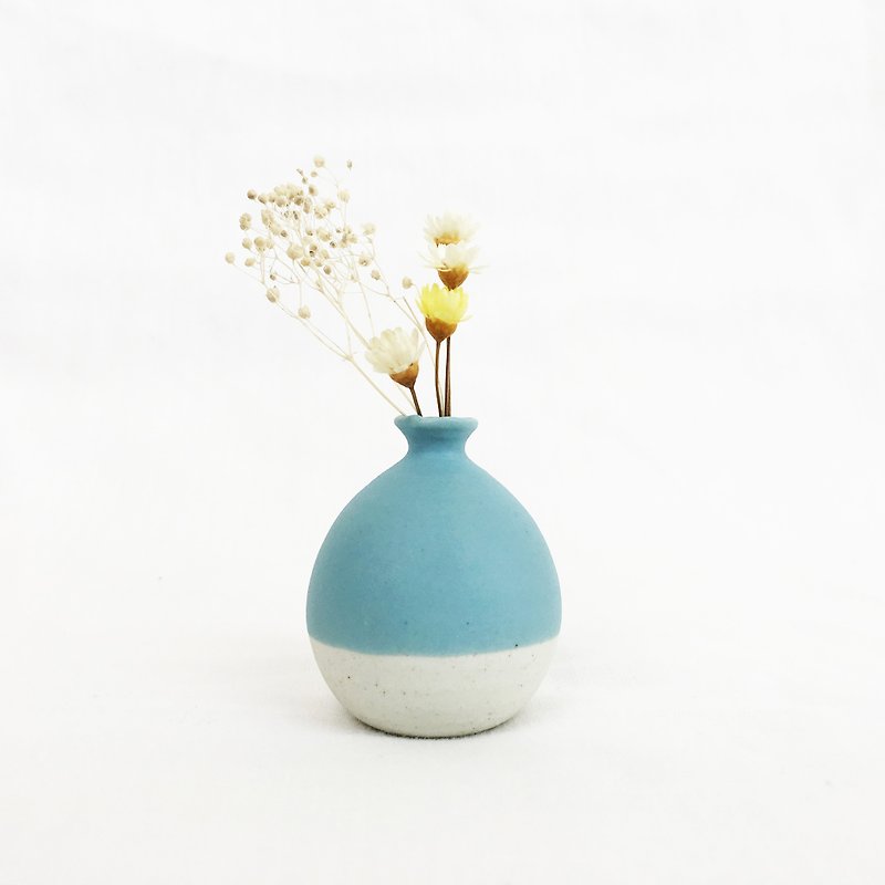 ミニハンドメイドセラミックの花 - 青のペンキ - 観葉植物 - 磁器 ブルー