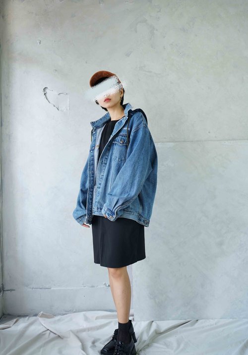 Restyleリメイクヴィンテージ-90sウォッシュドブルーフード付き