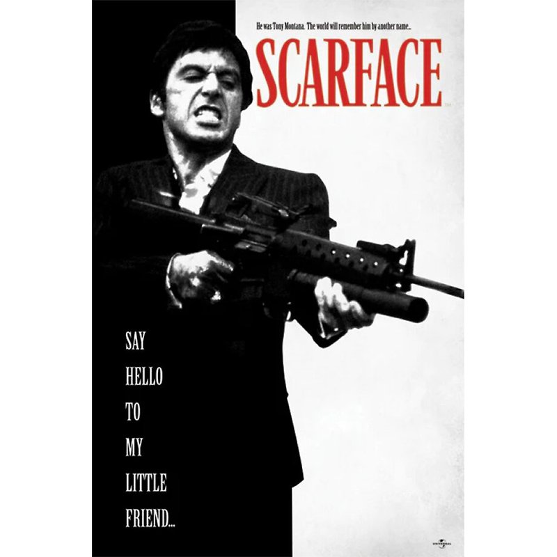【Scarface】 Say Hello to My Little Friend Classic Gunfight Poster - โปสเตอร์ - กระดาษ หลากหลายสี
