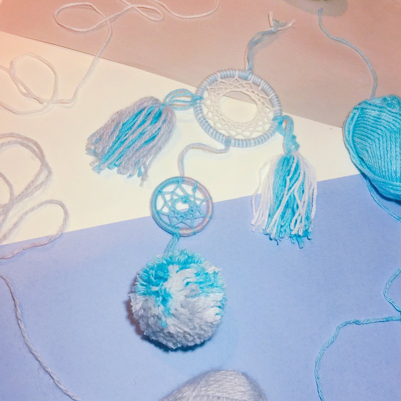 Baby blue wool Dreamcatcher - Items for Display - Cotton & Hemp Blue