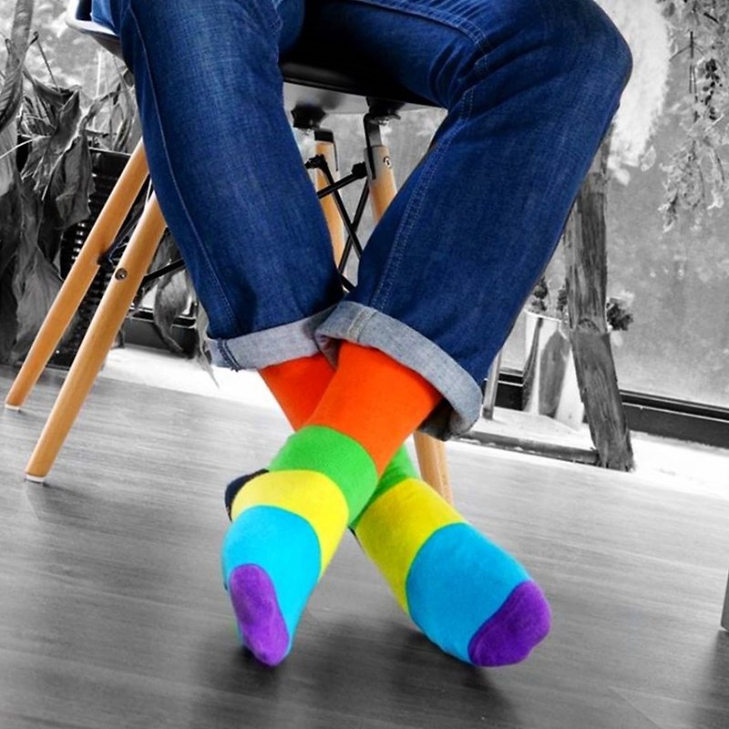 Men's Socks - Neon VII, A Todo Color - British Design for the Modern Gentleman - Dress Socks - Cotton & Hemp Multicolor