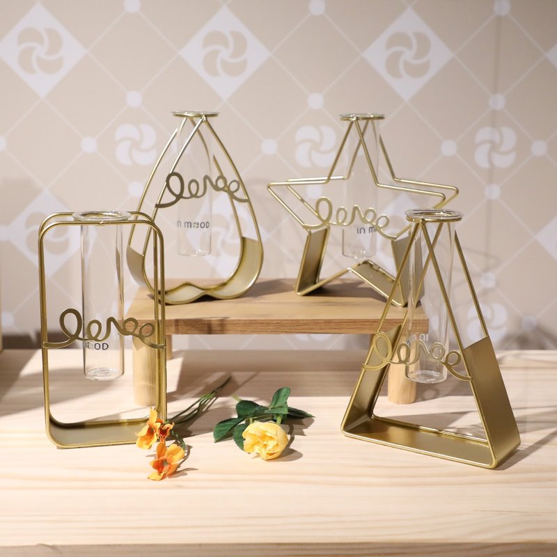 【In mood】鐵藝玻璃花器 插花 玻璃 - 花瓶/花器 - 其他金屬 