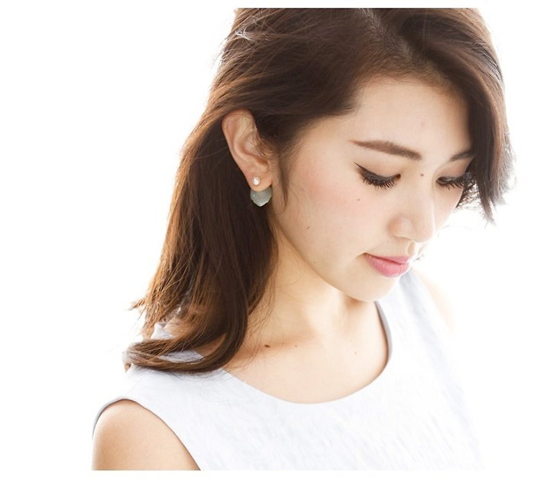 【JewCas】Quart natural stone series earrings / JC2249, JC2250, JC2251 - Earrings & Clip-ons - Other Metals Gold