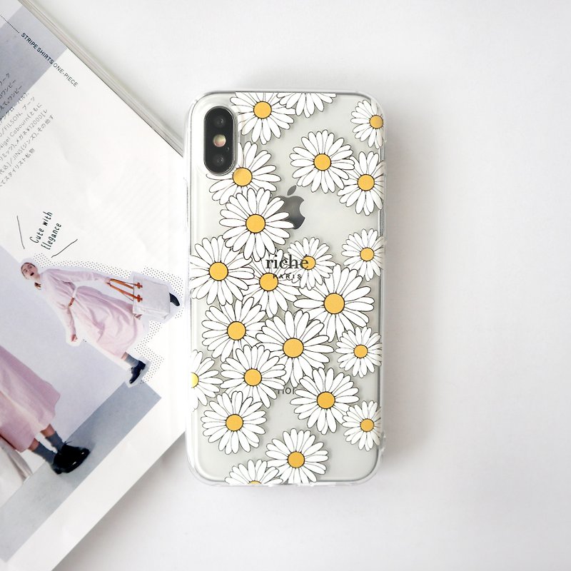 South France small white chrysanthemum mobile phone case - เคส/ซองมือถือ - พลาสติก ขาว