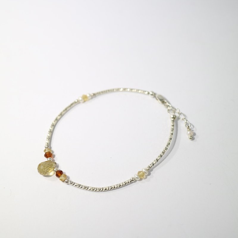 Dazzling~Citrine+Natural Pearl Sterling Silver Bracelet - Bracelets - Gemstone Yellow
