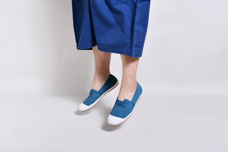 New betty Fuji blue/lazy shoes/pregnancy shoes/novice mother/casual shoes/canvas shoes - รองเท้าลำลองผู้หญิง - ผ้าฝ้าย/ผ้าลินิน สีน้ำเงิน