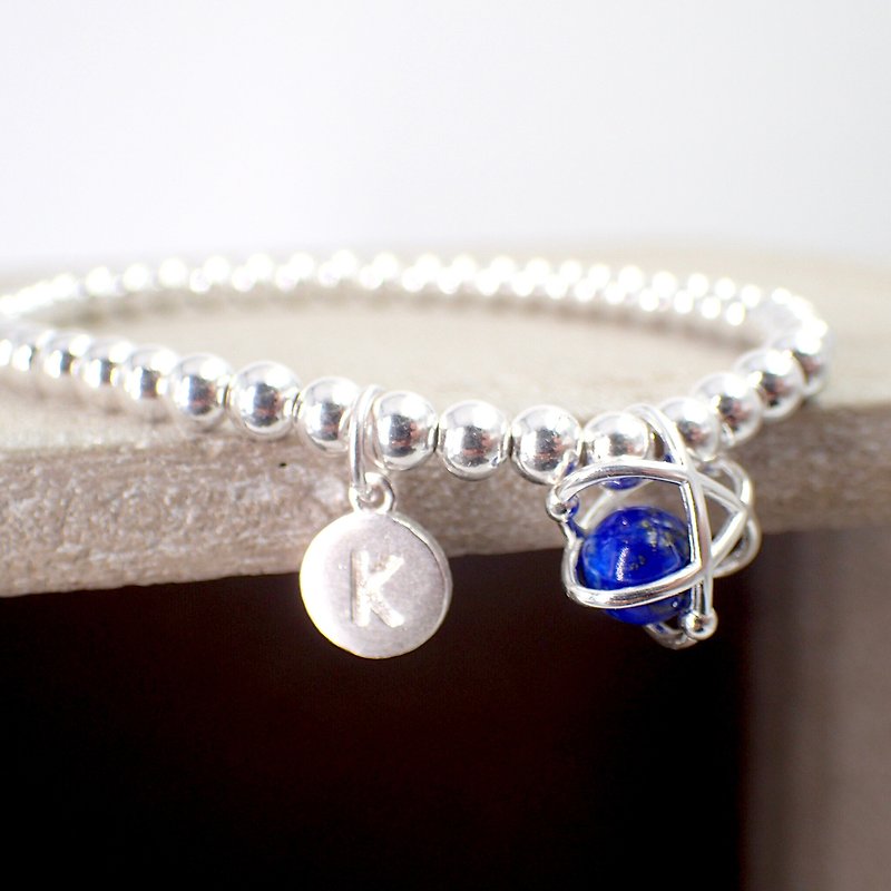 Initial Silver & Crystal in Planet Bracelet - Bracelets - Sterling Silver Blue