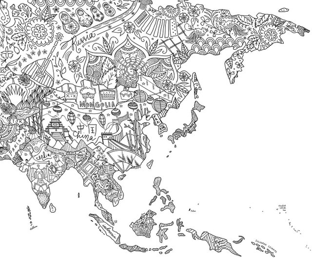 Awesome Maps Doodle世界地図ポスターぬりえマップぬりえマップ ショップ Awesome Maps ポスター 絵 Pinkoi