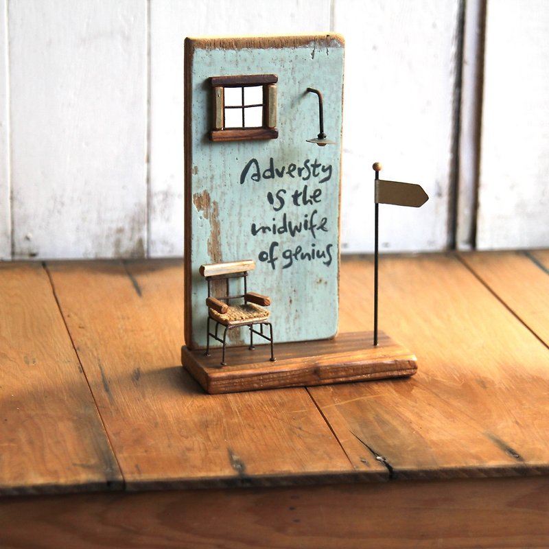 Micro Pocket Scene Table / Valentine's Day. Birthday Decoration / Old Wooden Wind T-1 - เซรามิก - ไม้ สีนำ้ตาล
