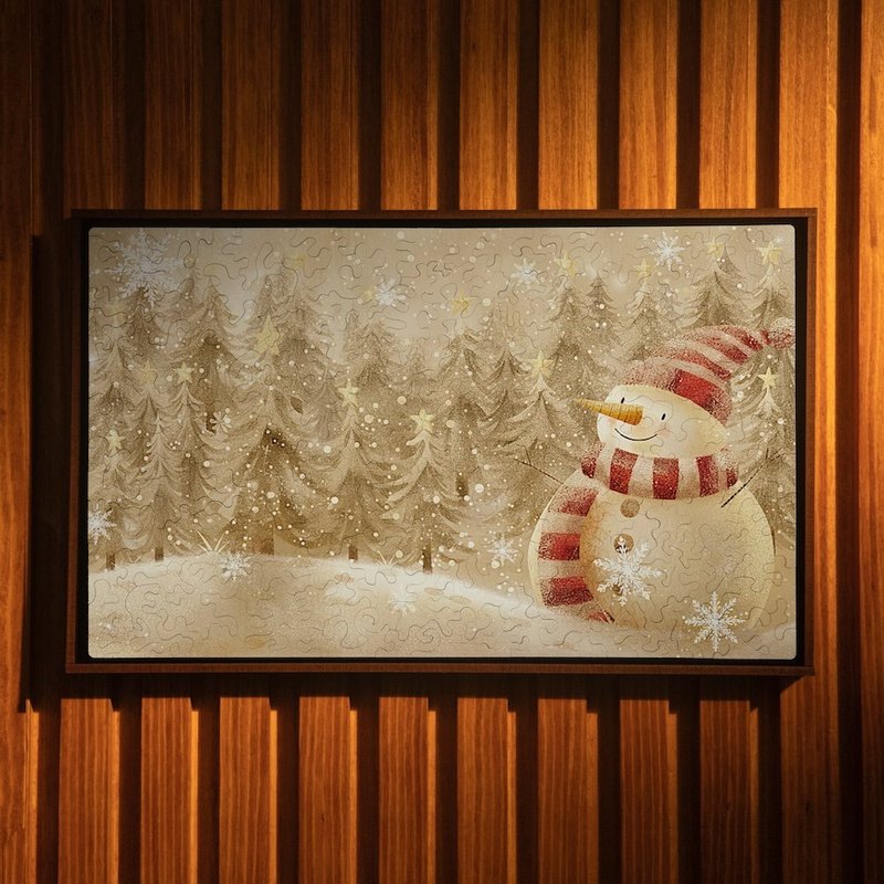 聖誕悅章-雪人的第一天【壁虎拼圖】 - 擺飾/家飾品 - 木頭 卡其色