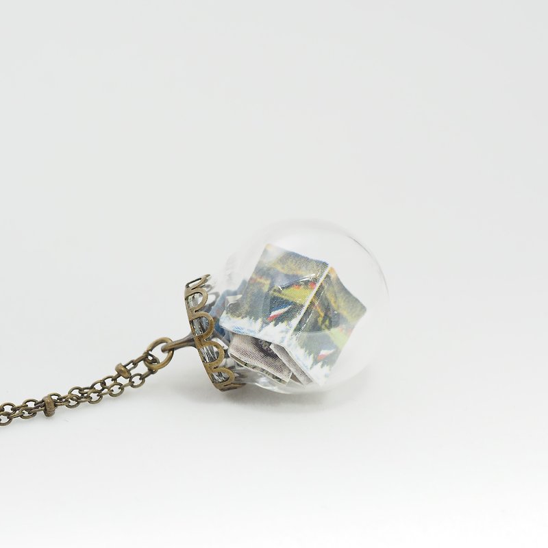 「OMYWAY」Hand Made Glass Globe Necklace - Book Necklace - Chokers - Glass Yellow