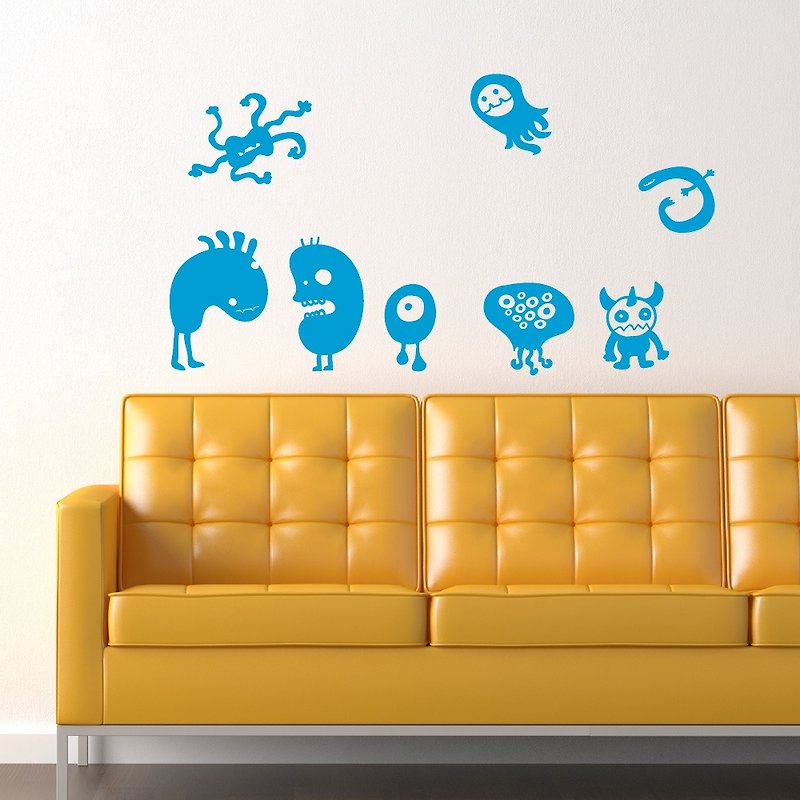 《Smart Design》創意無痕壁貼◆怪獸好朋友 8色可選 - 壁貼/牆壁裝飾 - 紙 藍色