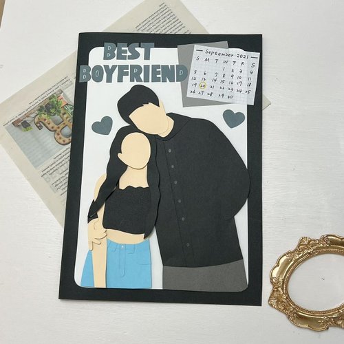 Unique card客製化手作卡片 人像客製手工卡片 似顏繪 情人節禮物 生日卡片 情侶禮物 聖誕節