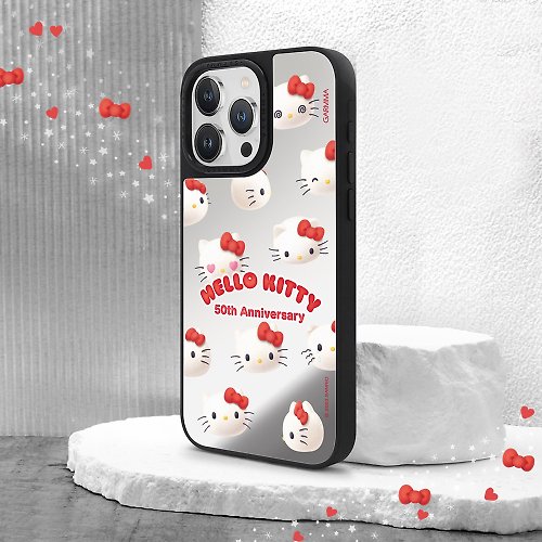 永橙.GARMMA-三麗鷗/LINE FRIENDS/蠟筆小新正式授權商 GARMMA Hello Kitty iPhone 15系列 磁吸鏡面保護殼 50週年
