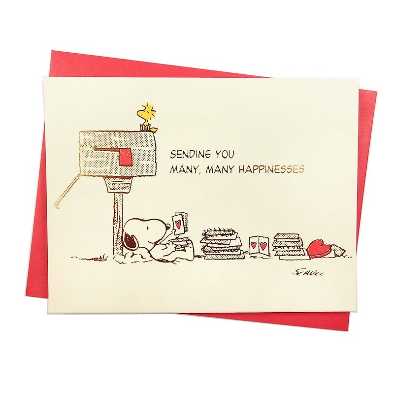 史努比看你的信感到很開心【Hallmark-Snoopy立體卡 JP多用途】 - 卡片/明信片 - 紙 金色