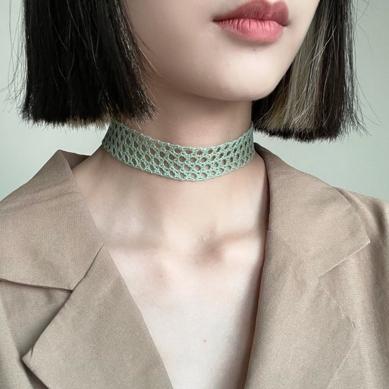 fillings Olive Green Honeycomb Necklace - Chokers - Cotton & Hemp Green