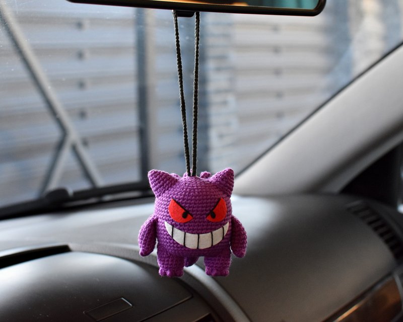 Gengar Pokemon Plush / Gift Pokemon fan / Car mirror accessory/ Rear view mirror - 玩偶/公仔 - 棉．麻 紫色