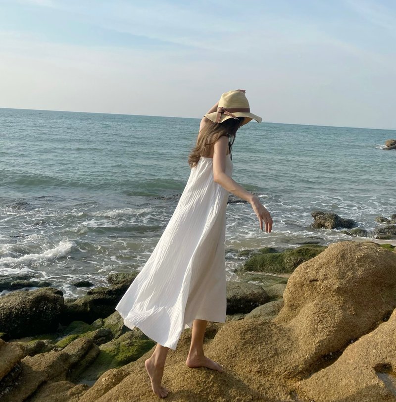 Spring/Summer 2023 Dress - White - One Piece Dresses - Cotton & Hemp White