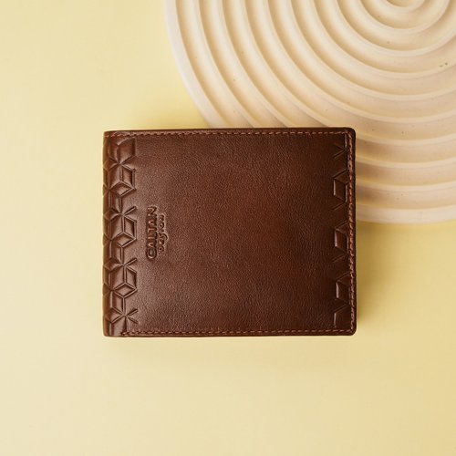CALTAN DESIGN 【24hr快速出貨】菱影格紋真皮零錢短夾-072889 cd咖 短夾 皮夾
