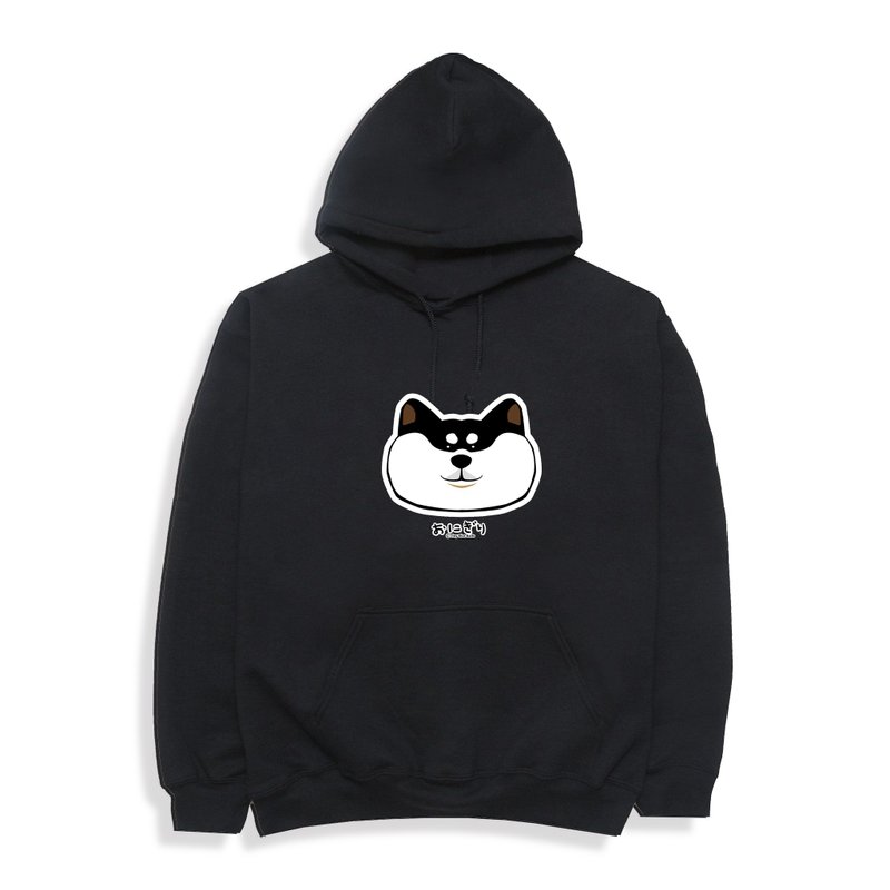 Shiba Inu Hoodie 小飯糰 麻吉柴 內磨毛 暴飲暴食麻吉柴暖暖帽T - 帽T/大學T - 棉．麻 黑色