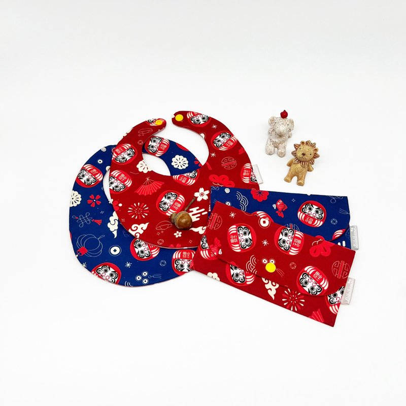 [Bibi Bear] Bodhidharma New Year's Eve bib red envelope bag red envelope - Bibs - Cotton & Hemp Red