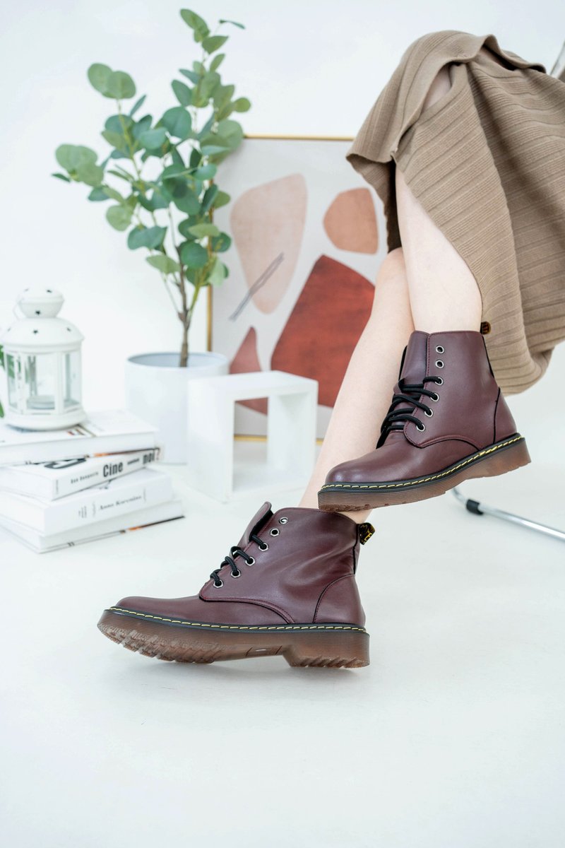 Full size 23-27 Mid-calf boots MIT6-hole personalized mid-calf boots T50203 - รองเท้าบูทสั้นผู้หญิง - หนังเทียม 