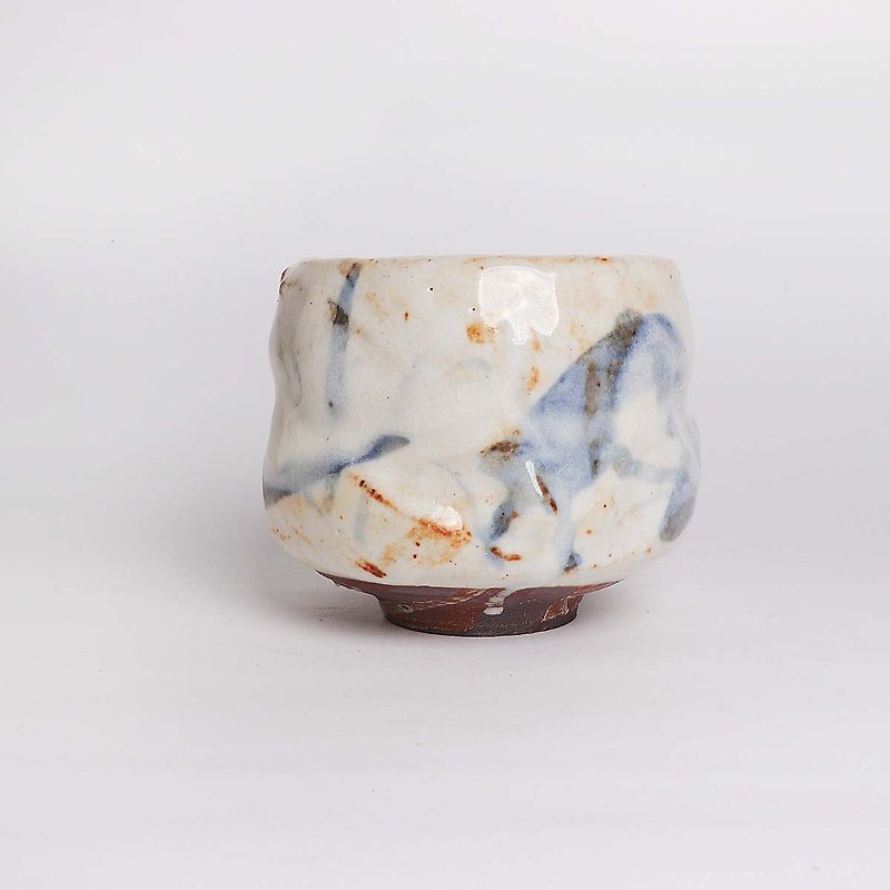 Ming ya kiln l Japanese style texture blue painted Zhiye glaze tea bowl - Teapots & Teacups - Pottery Multicolor